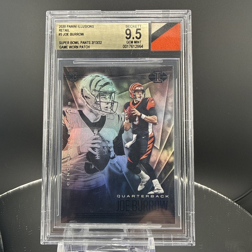 2020 Panini Illusions Joe Burrow RC #5 Super Bowl Game Worn Patch BGS 9.5